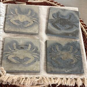 Crab Design Stone Coasters Set